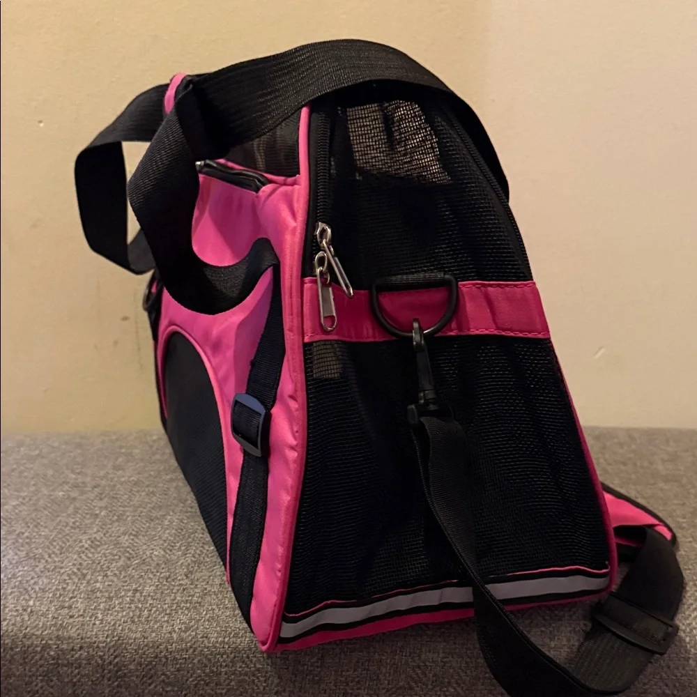 Pink and Black Pet Carrier Bag